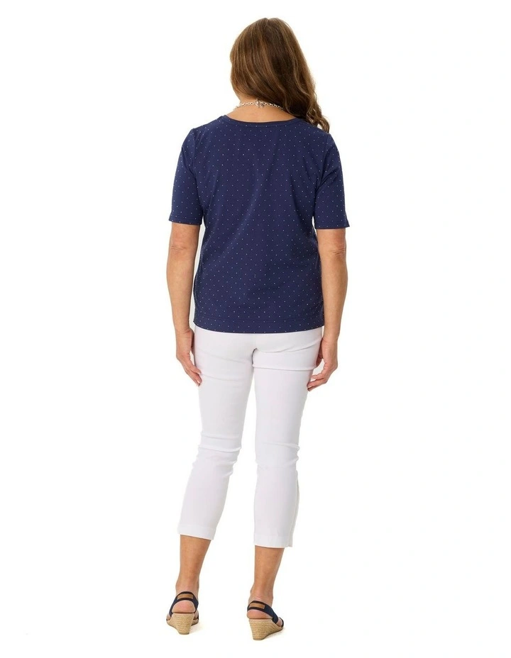Chaucer 7/8 Button Hem Pant in White image 2