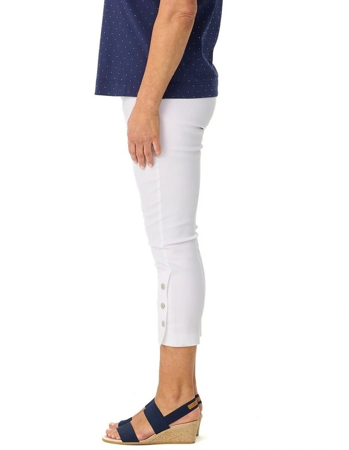 Chaucer 7/8 Button Hem Pant in White image 3