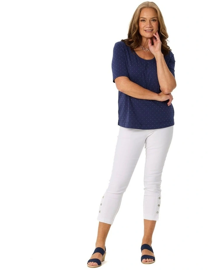 Chaucer 7/8 Button Hem Pant in White image 4