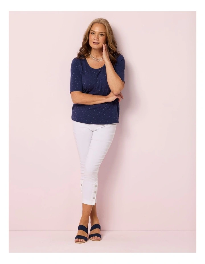 Chaucer 7/8 Button Hem Pant in White image 5