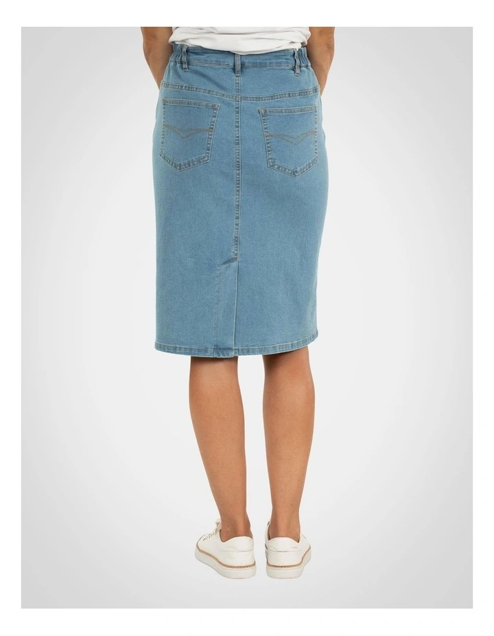 Code Denim Zip Front Skirt in Blue image 2