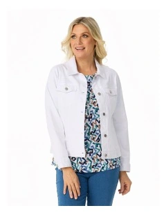 Collared Suzy Denim Jacket in White