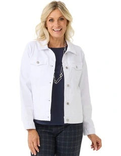 Collared Suzy Denim Jacket in White