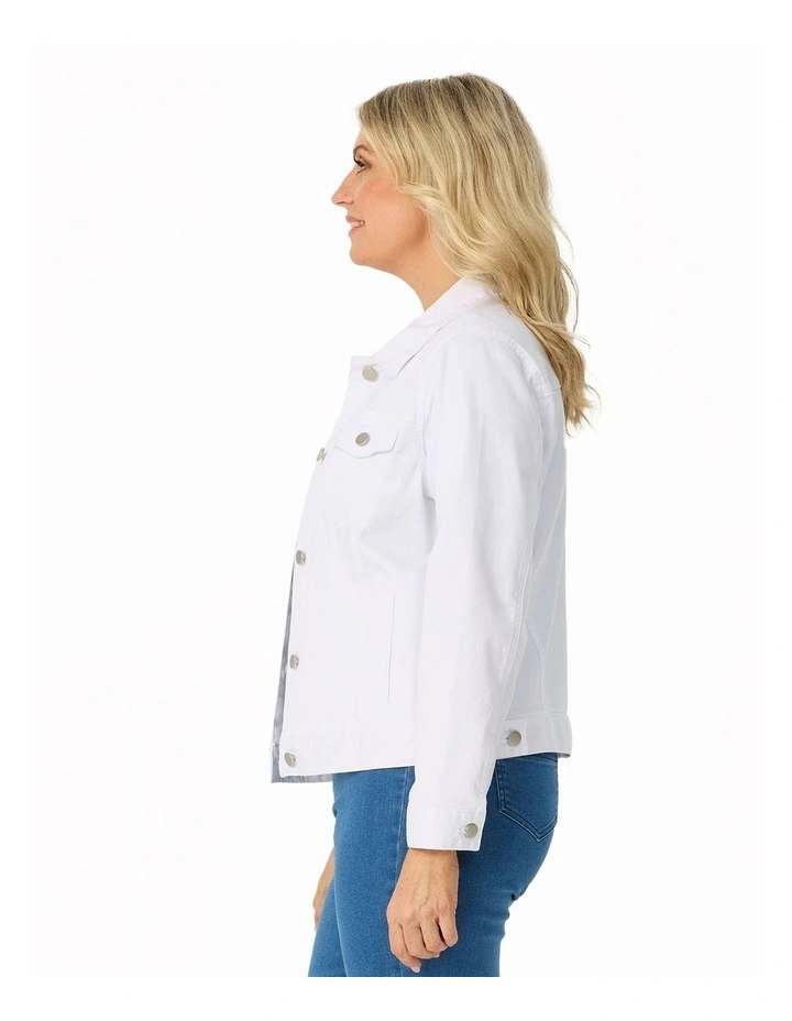 Collared Suzy Denim Jacket in White image 3