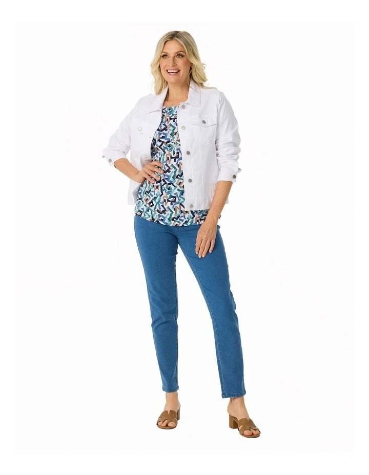 Collared Suzy Denim Jacket in White image 4