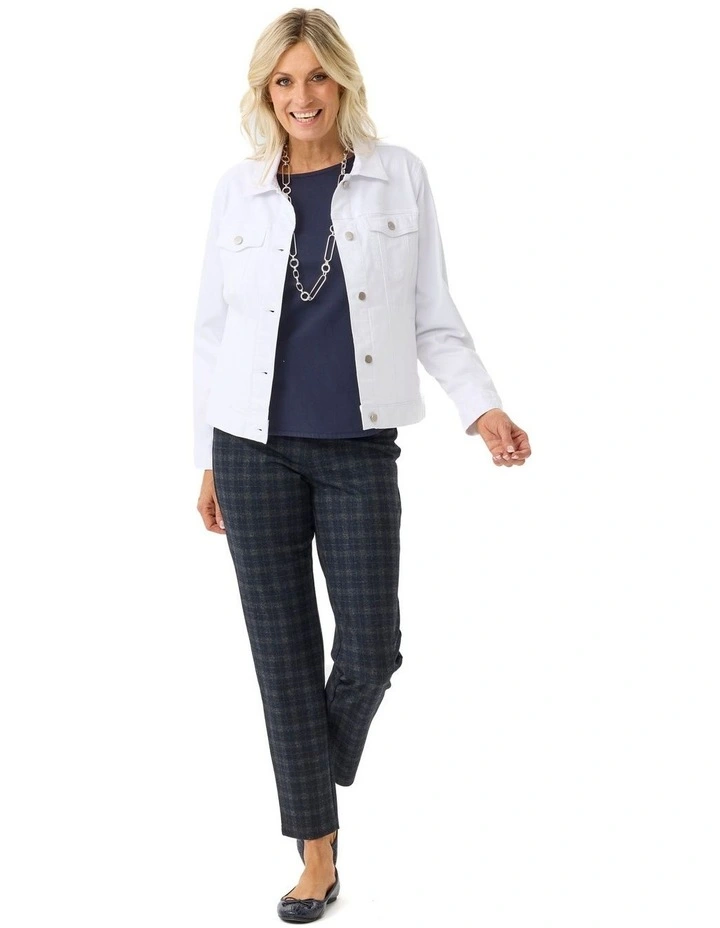 Collared Suzy Denim Jacket in White image 4