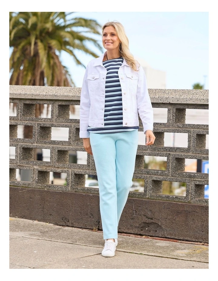 Collared Suzy Denim Jacket in White image 5