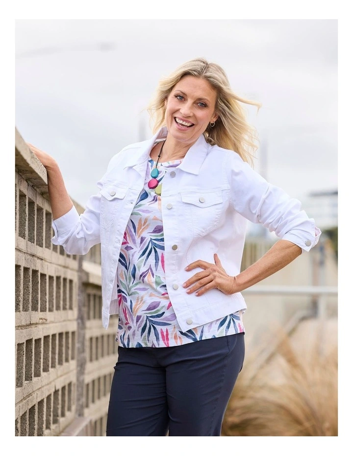 Collared Suzy Denim Jacket in White image 7