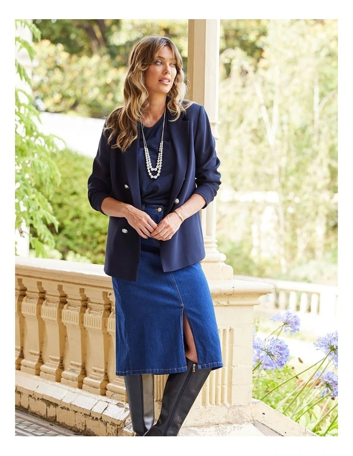 Mara Double Breasted Jacket in Blue image 7