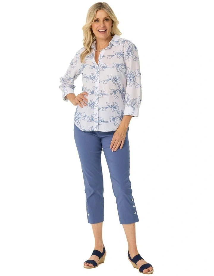 Chaucer 7/8 Button Hem Pant in Blue image 4