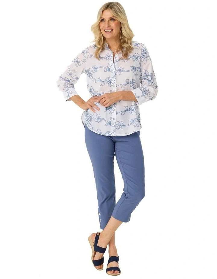Chaucer 7/8 Button Hem Pant in Blue image 5