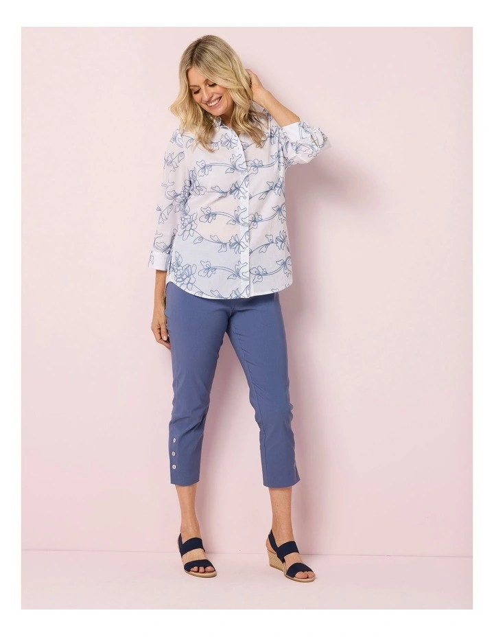 Chaucer 7/8 Button Hem Pant in Blue image 6