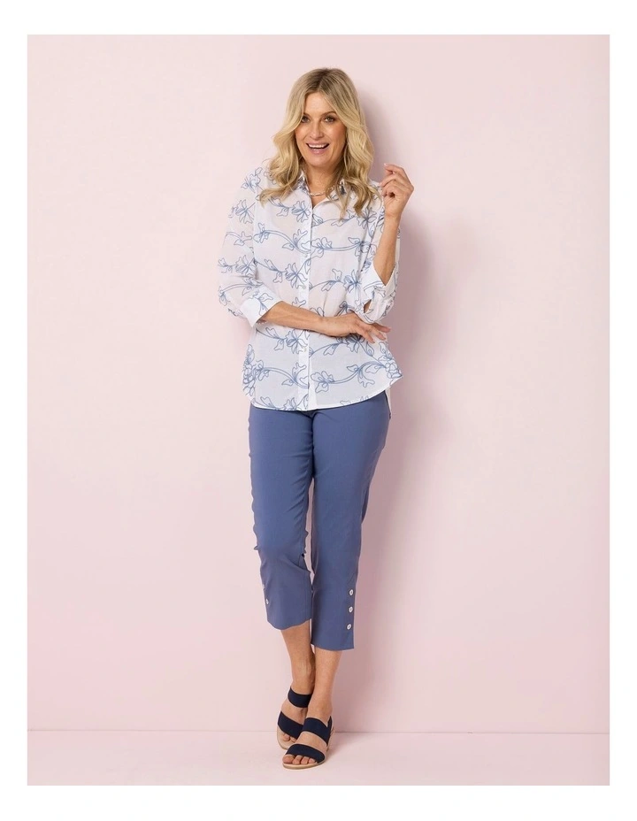 Chaucer 7/8 Button Hem Pant in Blue image 7