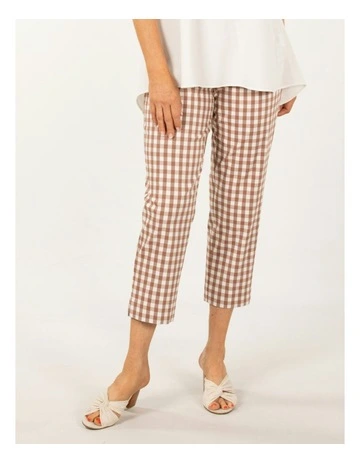 Baylee Check Pant in Toffee White