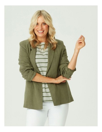 Peninsula Linen Jacket in Green