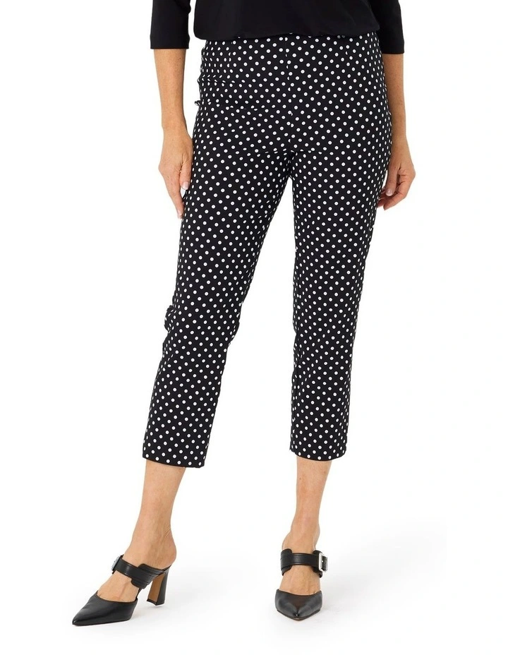 Spot Dot 7/8 Crop Leg Stretch Pant in Black image 1