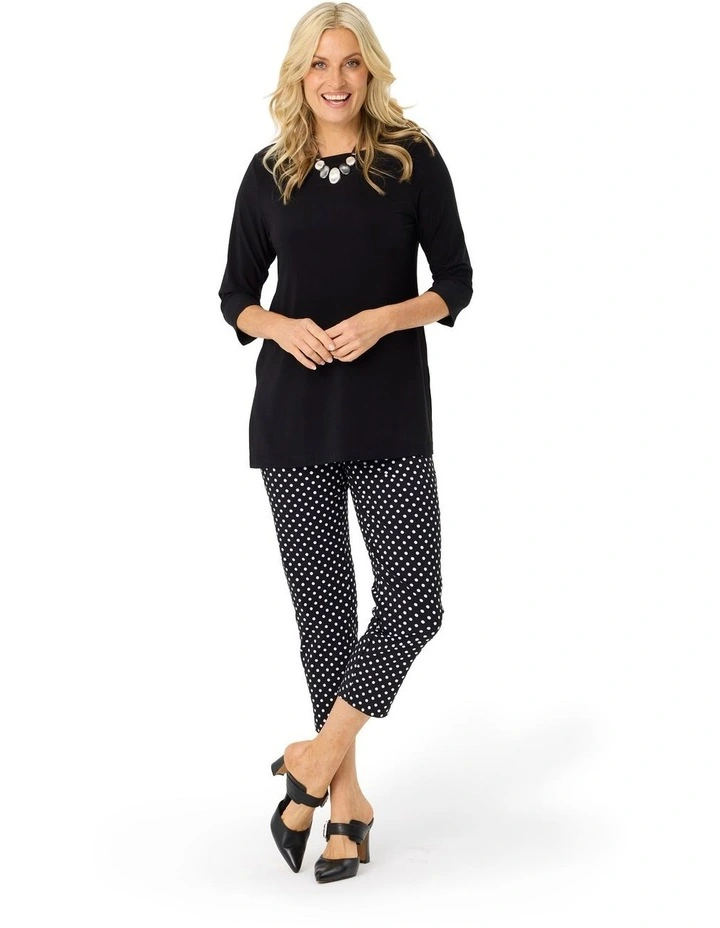 Spot Dot 7/8 Crop Leg Stretch Pant in Black image 4