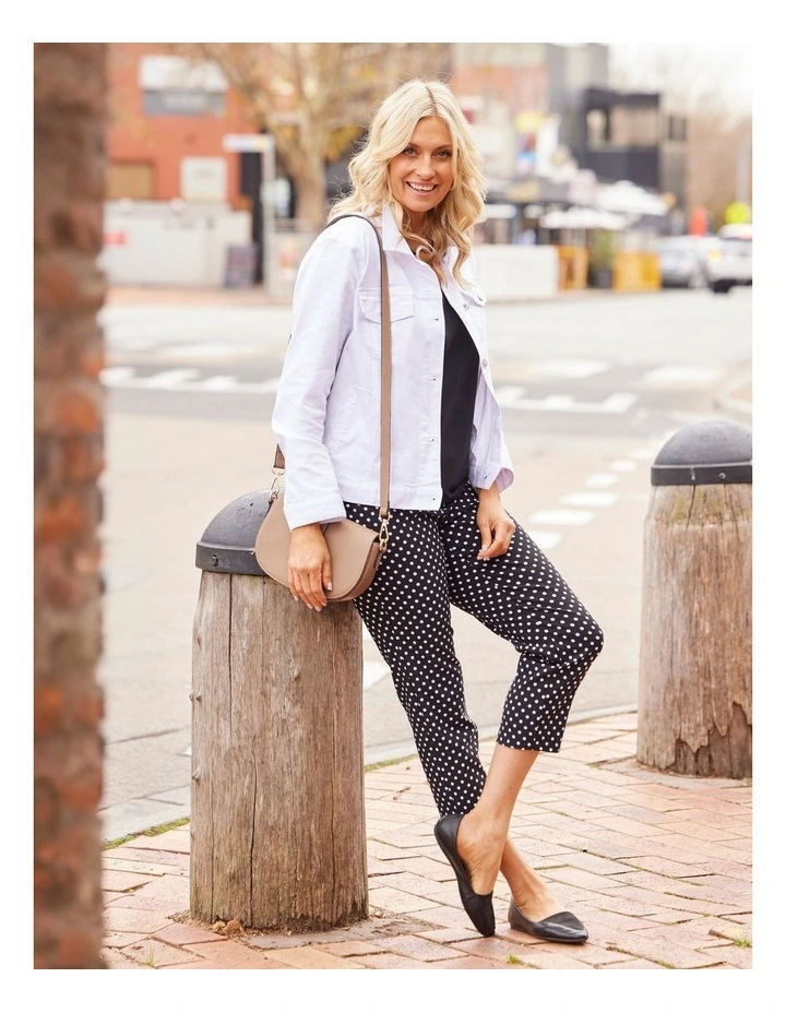 Spot Dot 7/8 Crop Leg Stretch Pant in Black image 7