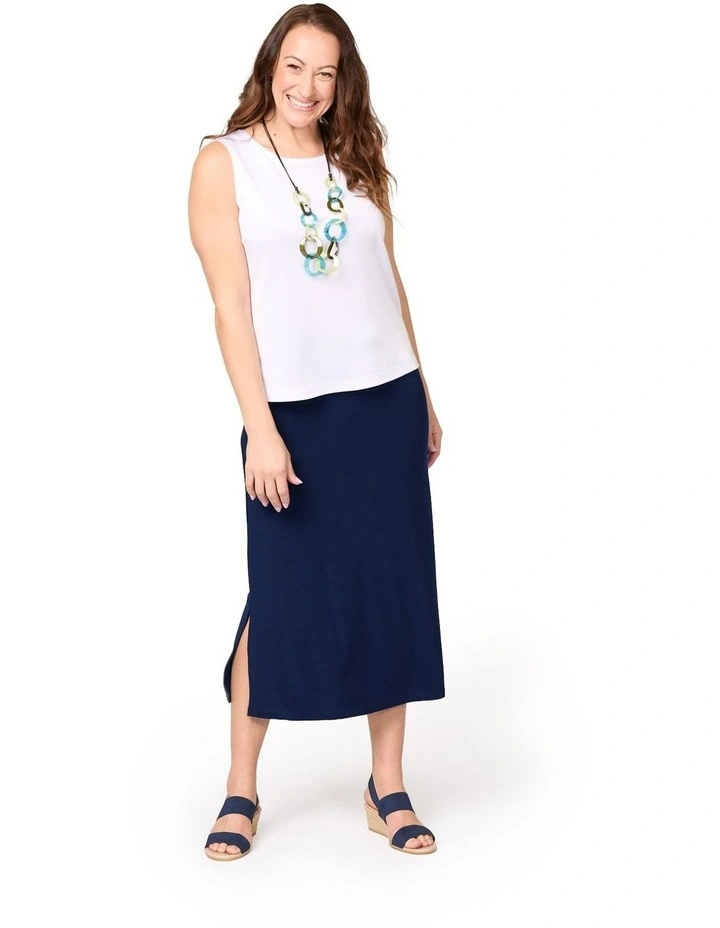 Hush Straight Midi Skirt in Navy image 4