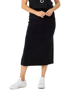 Hush Straight Midi Skirt in Black