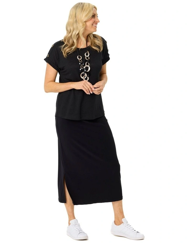Hush Straight Midi Skirt in Black image 4