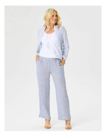Escapade Linen Pull On Long Pant in White