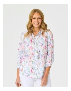 Arlene 3/4 Sleeve Print Shirt in Multi