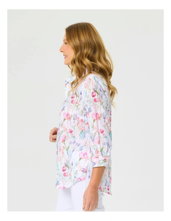 Arlene 3/4 Sleeve Print Shirt in Multi image 3