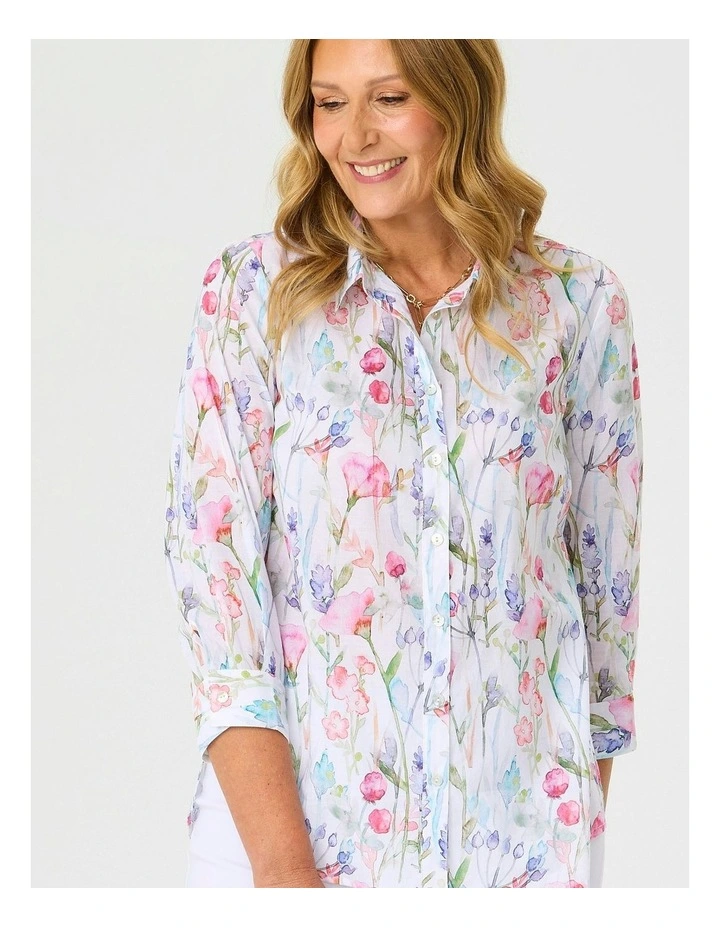 Arlene 3/4 Sleeve Print Shirt in Multi image 4