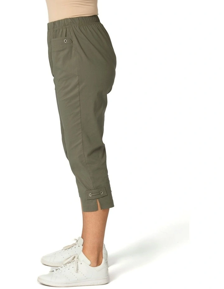 Vibe Stretch Eyelet Crop Pant in Olive image 3