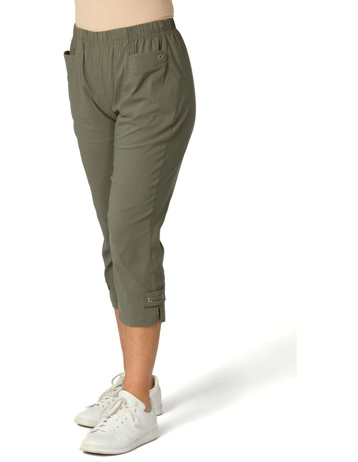 Vibe Stretch Eyelet Crop Pant in Olive image 4