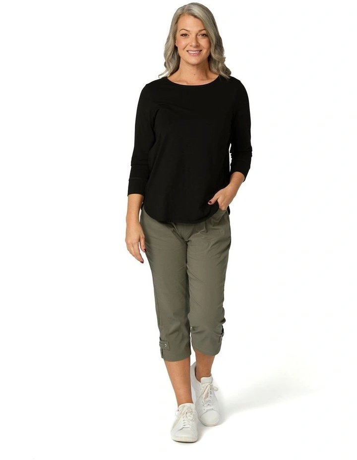 Vibe Stretch Eyelet Crop Pant in Olive image 5