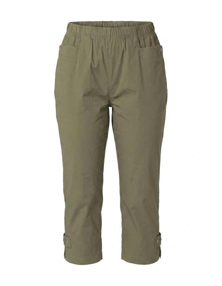 Vibe Stretch Eyelet Crop Pant in Olive image 6