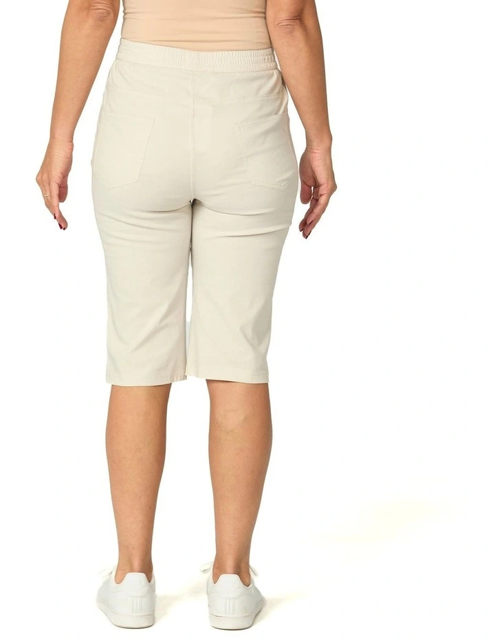 Vibe Stretch Pull on Long Shorts in Cream image 2