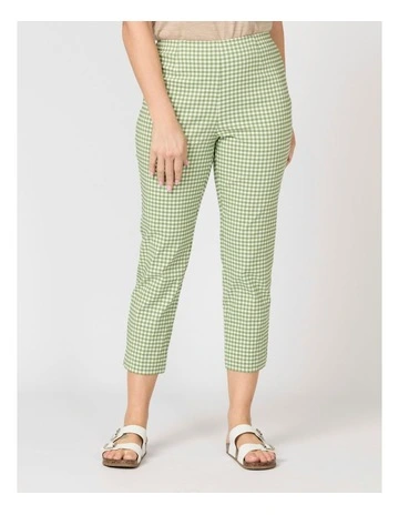 Bayside Check 7/8 Stretch Pantin Light Green