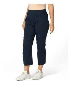 Vibe Stretch Crop Cargo Pant in Navy