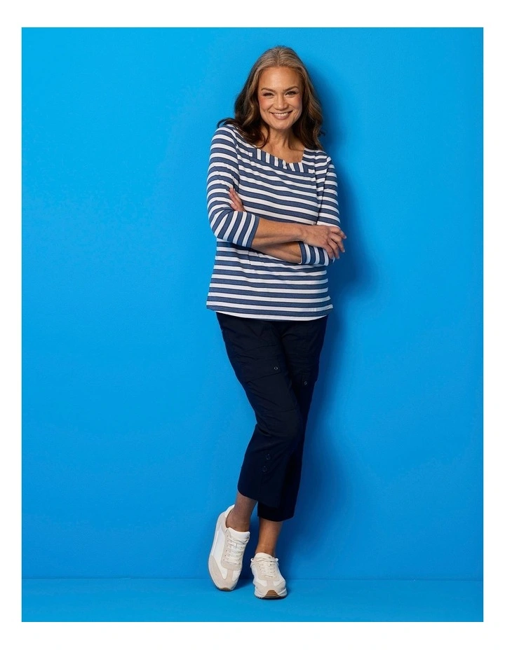 Vibe Stretch Crop Cargo Pant in Navy image 7