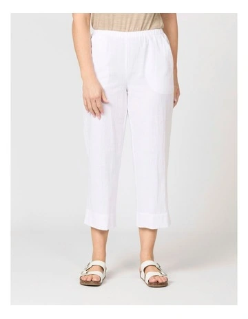 Cable Beach Relaxed Capri Pant in White