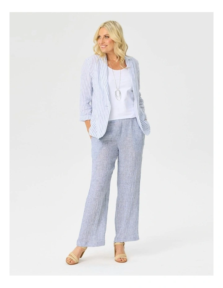 Corsica Stripe One Button Jacket in Blue image 5