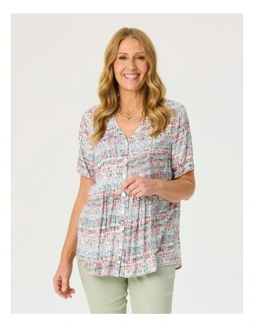 Catania Short Sleeve Pintuck Print Shirt in Assorted
