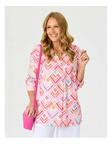 Paradise 3/4 Sleeve Tunic in Pink