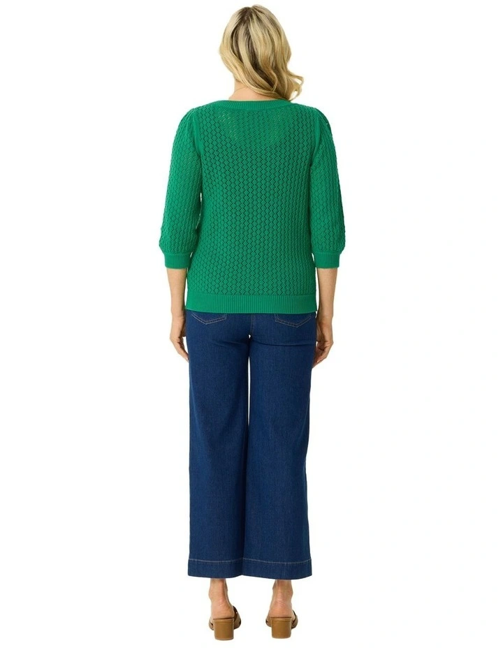 Lottie Fancy Elbow Sleeve Knit in Emerald image 2