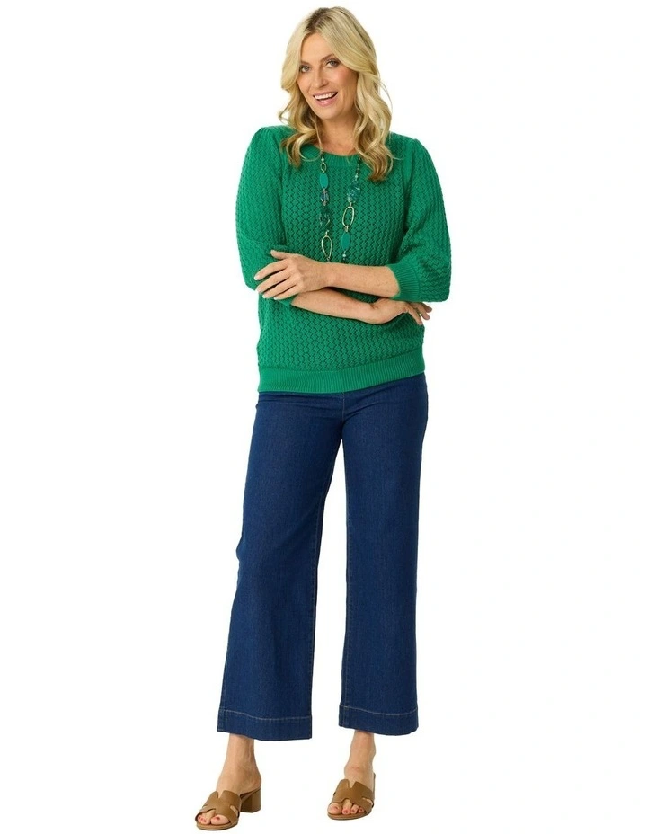 Lottie Fancy Elbow Sleeve Knit in Emerald image 5