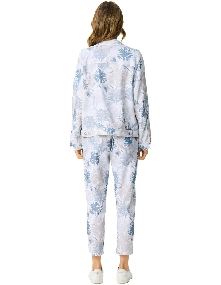 Umbria Stretch Print Collar Jacket in Teal Mix image 2