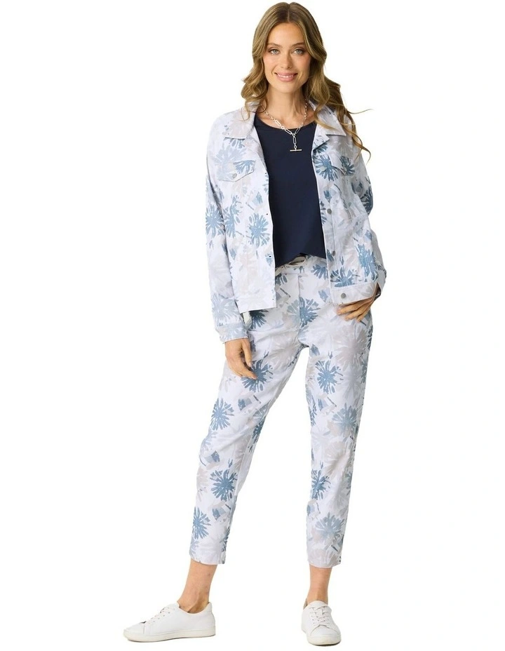 Umbria Stretch Print Collar Jacket in Teal Mix image 5
