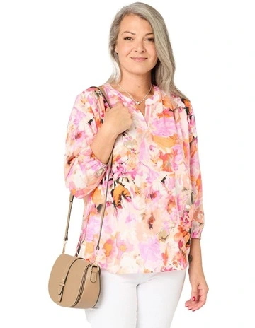 Sunset Floral 3/4 Sleeve Blouse in Multi