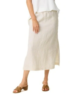 Believe Pull On Side Splits Skirt in White