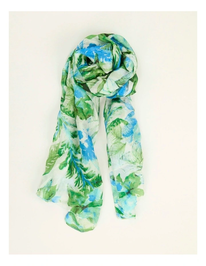 Nadia Silk Scarf in Green Mix image 1
