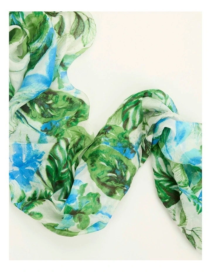Nadia Silk Scarf in Green Mix image 2