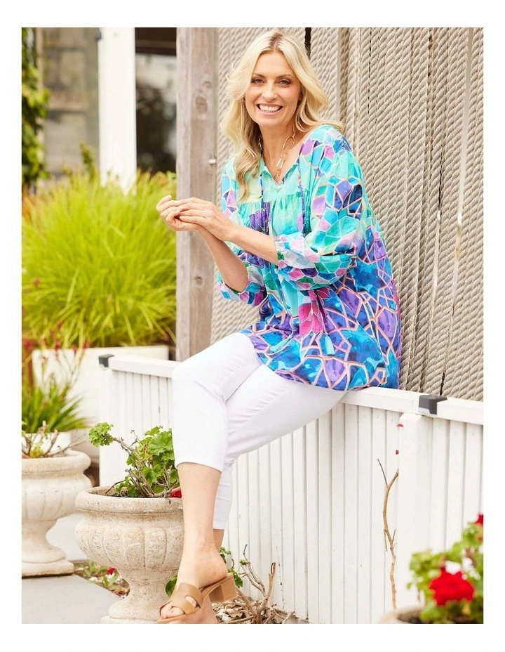 Sunset Beach Relaxed Top in Purple Multi image 7